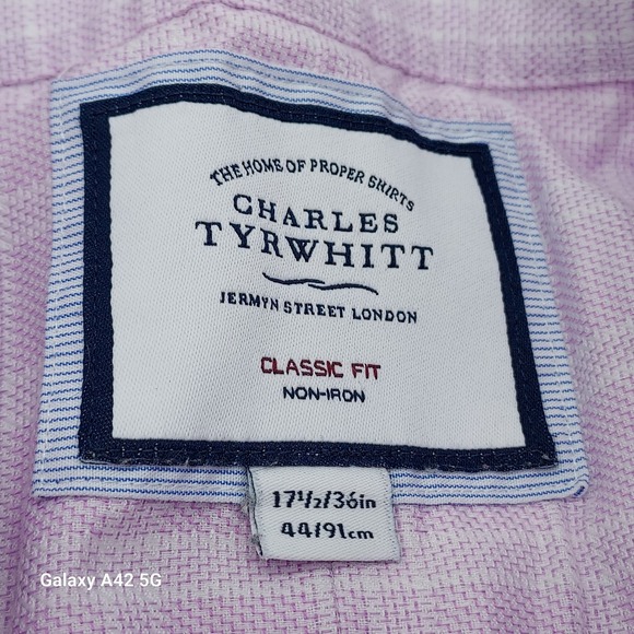 Charles Tyrwhitt Classic Fit Non Iron Pink Check Dress Shirt 17 1/2 36 - Picture 2 of 7